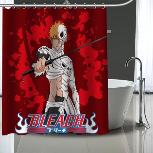 Hot Sale BLEACH Custom Pattern Polyester Bath curtain Waterproof Shower Curtains DIY Bath Screen Printed Curtain for Bathroom