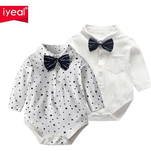 IYEAL Baby Bodysuit Infant Baby Boys Gentleman Cotton Long Sleeve Newborn Body Playsuit One-piece Baby Girl Clothes 18 Months