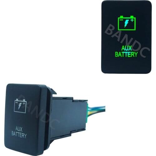 3A 12V AUX BATTERY On/Off SPST Push Button Switch Dual GREEN Led Light for Toyota Hilux 09/2015 Toyota Car,with Wiring Connector