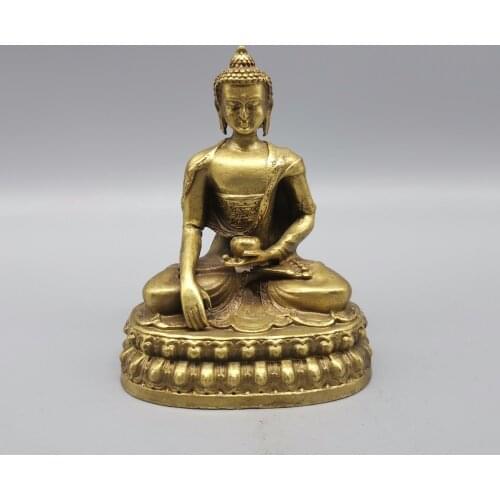 Collection Chinese Brass Carved Sakyamuni Chinese Medicine King Bodhisattva Exquisite Buddha Metal Crafts Home Decoration