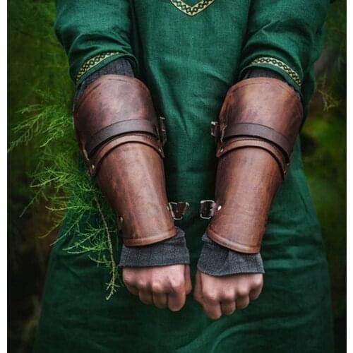 Leather Bracers Faux Wide Bracer Lace Up Arm Armor Cuff Cross String Steampunk Medieval Gauntlet Adjustable Wristband Cosplay