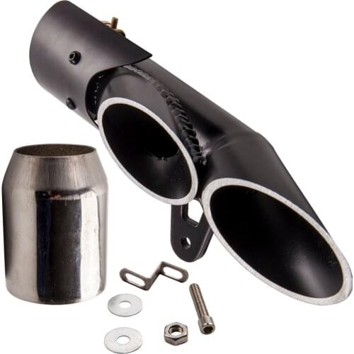 Aluminum Two-Hole Exhaust Muffler Pipe Kit + 38-51mm Clamp for Motorcycle Bike