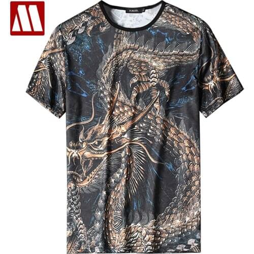 Harujuku 2021 New High Quality Mens T Shirt Dragon Print Casual Man Short Sleeve Camisetas Hombre Male T-Shirt Plus Size M-7XL