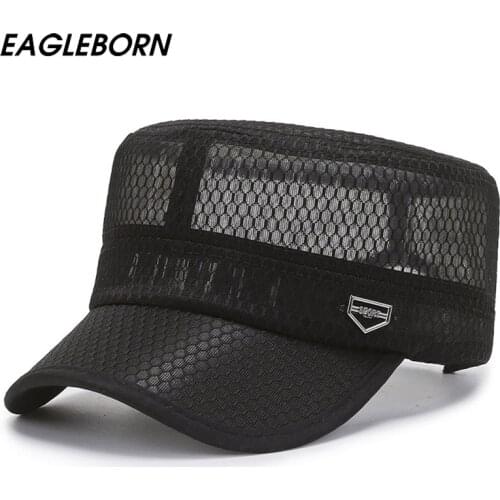 New Men Military Cap Net Hat Summer Sun Hat Visor Light Net Gauze Cap Breathable Sunscreen Military Cap Fishing Outdoor Men Hats