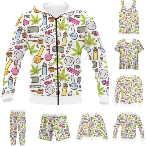 New Funny 3D Full Print Weeds Kawaii Cartoon T-shirt/Sweatshirt/Zip Hoodies/Thin Jacket/Pants Four Seasons Casual Suit V69