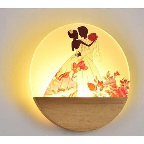 Bedroom Bedside led Wall Lamp Creative Simple Decoration American Modern led Lamps 3 color acrylic wood light