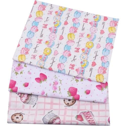 Pink Cake Strawberries 100% Cotton Fabric,Handmade Cloth, Sewing Textile Tissue Quilting Sleeping Bag Fabric For Baby & Child