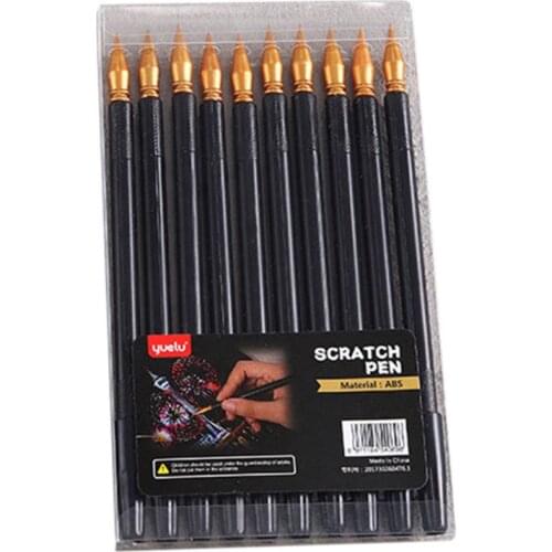 10 Pcs Scratch Painting Pen Multifunction Portable Stylus Art Paint Coloring Pens Sharp Flat Two-head Dual-use Acraping Brush