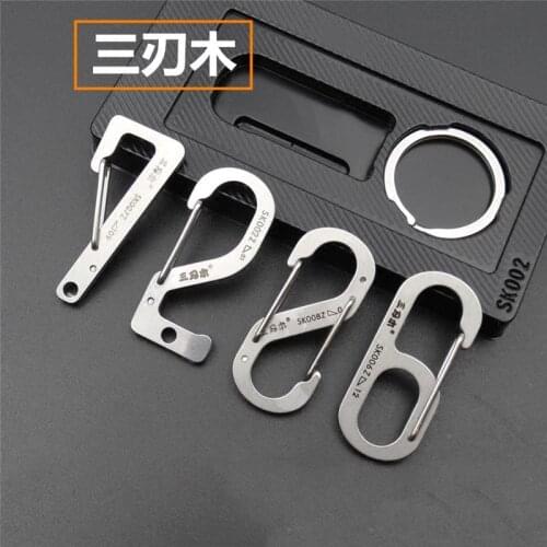 Sanrenmu Lucky Number Stainless Steel Carabiners Camping Keychain Clip Key Ring