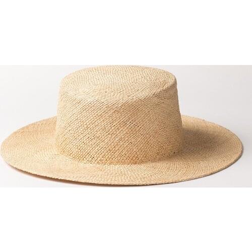 King wheat Summer Light Breathable Flat Roof Womens Sun Hats Fashion Cap Outdoor Simple Casual Men Straw Hat