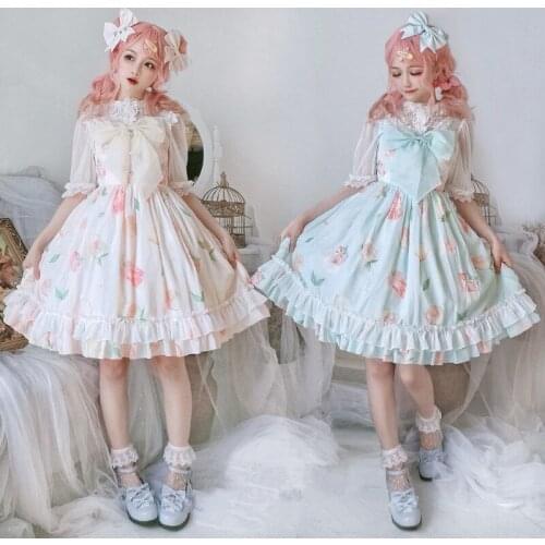 Lemon Ice Sweet Womens Lolita JSK Dress Sleeveless Dress + A Pair Of Hairpins Hairclips Cute Bows Trim Princess Dress One Piece