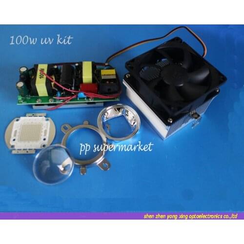 100w UV 395nm led +100W LED driver+ heatsink+ Lens with Reflector Collimator