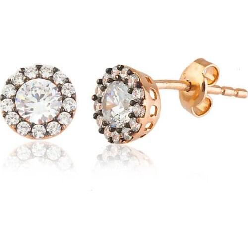 Tevuli 925 Sterling Silver Diamond Montür Studded Earrings