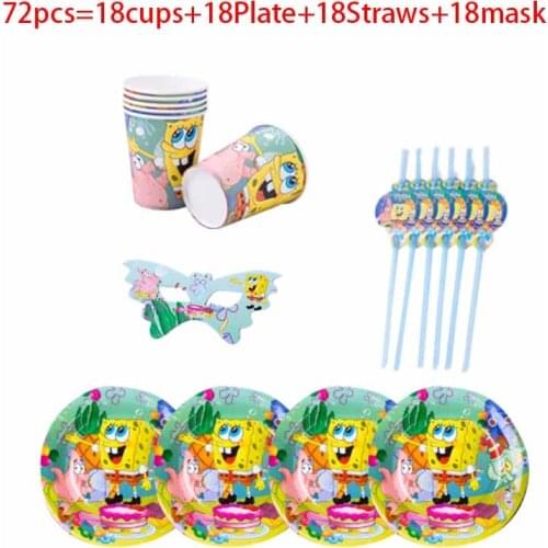 Sponge-Bob Happy Birthday Party Decorations Tablecloth Napkins Paper cup For Home Kids Boys girl Favors Gifts Party Supplies