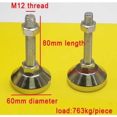 D60 M12 thread screw 80mm Heavy machine feet adjustable foot cup carbon steel Metal Leg furniture supporting anchor foot pad