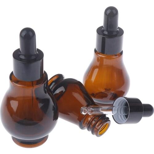 Amber Glass Dropper Bottle Essential Oil Perfume Pipette Bottles Refillable Empty Container 10/20/30/ml