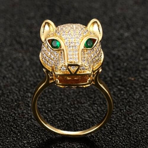 Zlxgirl jewelry Gold leopard shape animal rings for mens wedding jewelry statement women punk rings gifts anel aneis