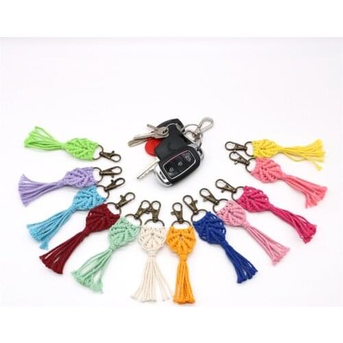 Colorful Key Chain Ring Bohemian Style Hand Woven Bag Car Keychain DIYJewelry Accessories Key Hooks Hook Up Base Findings