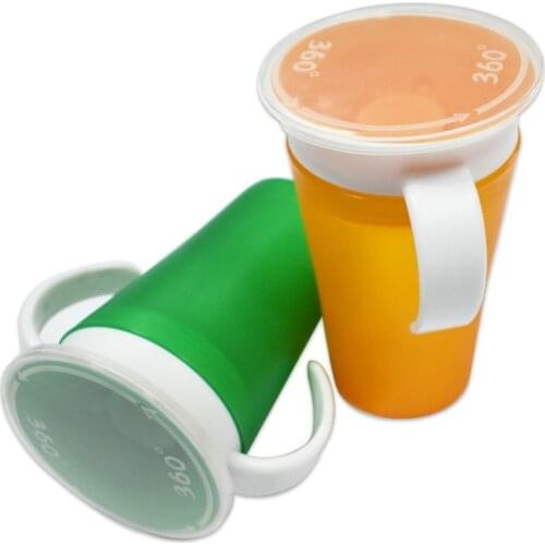 1PC 360 Baby Cups Can Be Rotated Magic Cup Baby Learning Drinking Cup LeakProof Child Water Cup Bottle 260ML Copos