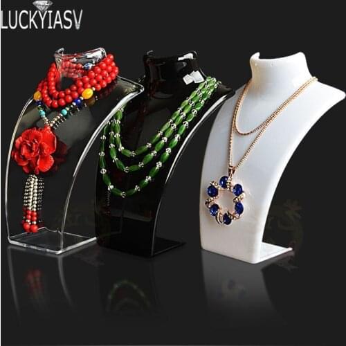 1PC Hot Sale 3 Colors Acrylic Mannequin Necklace Jewelry Display Holder Pendant Earrings Decorate Exhibition Display Stand Shelf