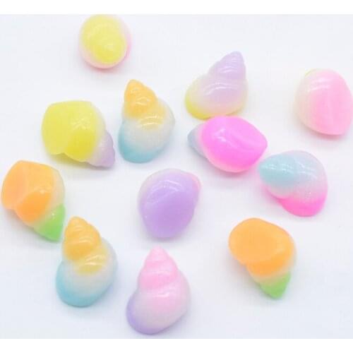 12Pcs/Set 18mm Rainbow Conch Sea Figurines Miniatures Cabochon Home Decoration DIY Crafts Phone Shell Accessories