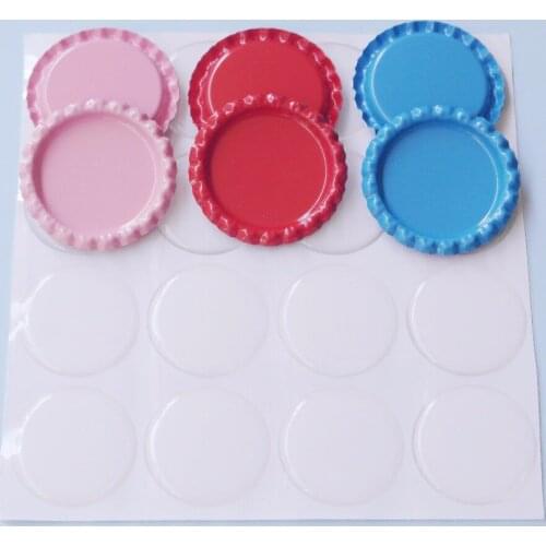 120pcs 1 inch Flattened Bottle Caps In Double side Colors with 120 pcs Clear Epoxy Bottle Cap for DIY hairbow Jewelry Pendants