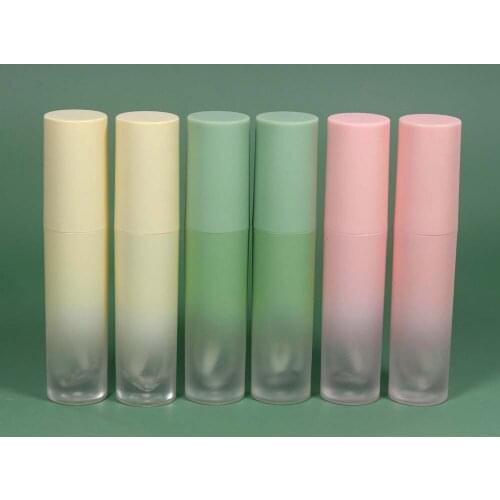 6ml plastics empty tube frosted round lip glazed tube pink green yellow