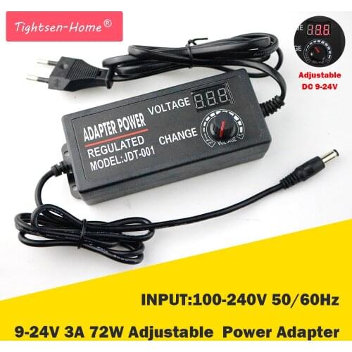 9-24V 3A 72W adjustable power adapter AC/DC Adjustable Power Adapter Supply Regulated Power Adapter Supply Display EU/US Plug