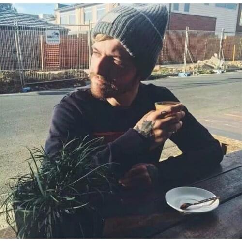 Ac18 New Solid Color Wool Square Smiley Face Hat. Classic Knitted Winter Curled Hat. Mens and Womens Hats