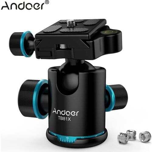 Andoer TB81X Tripod Ball Head 360 Degree Rotating Panoramic Ball Head for DSLR Camera Tripod Monopod Slider Ball Head