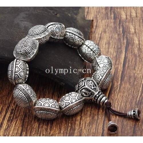 17 x 15mm pure silver 100% 999 silver handcraft turtle shell man bracelet