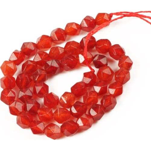 Wholesale Faceted Red Glass Beads Loose Natural Stone Beads for Jewelry Making 8mm DIY Bracelet Necklace