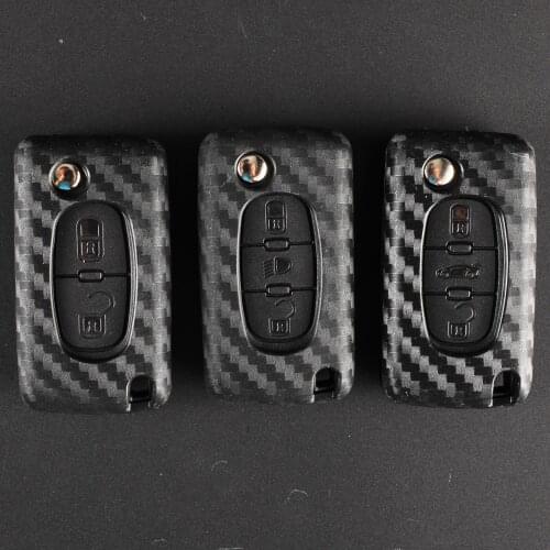 Kutery 10PCS/LOT Carbon Silicone Remote Flip Key Case 2/3BTN For PEUGEOT 207 307 308 407 408 For Citroen C3 C4 C4L C5 C6 Protect