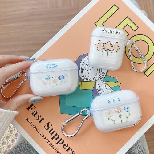 Colorful Flower Letters Print Case for Apple Airpods 2 1 Cover Cute Soft Transparent Case for Airpods Pro Earphone Capa