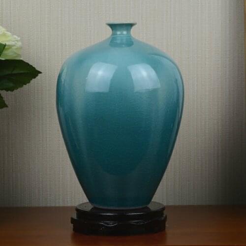 Jingdezhen Ceramic Vase Blue Ice Cracked Pattern flower model room European style living room Home Furnishing soft decoration