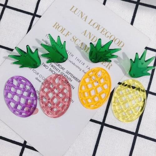 DIY jewelry accessories summer fresh and personalized fruit cute transparent hollow pineapple set of earring accessories 2 sets