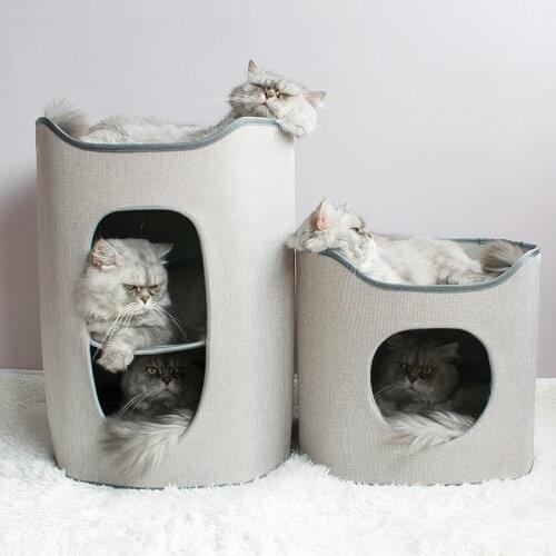 Cat Bed House Climbing Frame Cool Folding Double-Layer Cat Litter Hole Pet Jumping Platform Observation Cat Leisure Toy