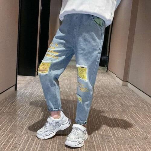 High Quality 3 Colors Fashion Letter Design Girls Denim Pants Mid Waist Children Spring 2020 Casual Baby Girl Trousers 3-12Yrs