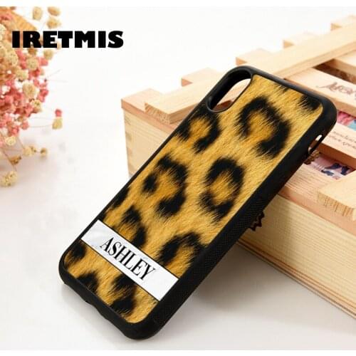 Iretmis 5 5S SE 6 6S Soft Silicone Rubber phone case cover for iPhone 7 8 plus X Xs 11 Pro Max XR Custom name wild cheetah print
