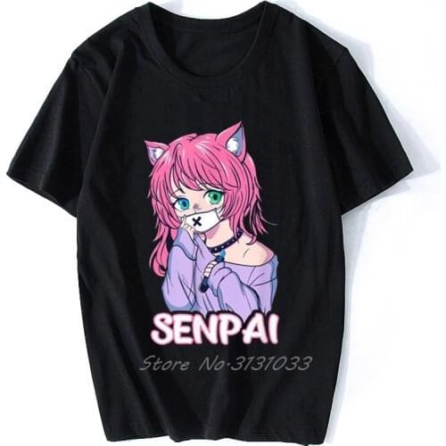 Kawaii Anime Neko Girls Shirt - Pastel Goth Menhera Sick Tshirt New Hot Sale Short Sleeves Tops Man T Shirt Design Tees