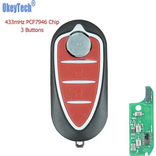 OkeyTech Remote Car Key For Alfa Romeo 147 156 166 GT 433mHz PCF7946 Chip ASK Marelli BSI Smart Replace Key Uncut Blade For ALF
