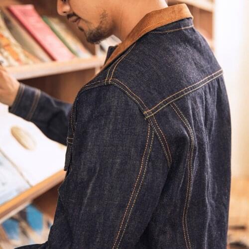 LEE-0002 Read Description! Asian Size 16 Oz Cotton Jacket Casual Stylish Raw Unwashed Storm Rider Denim Coat