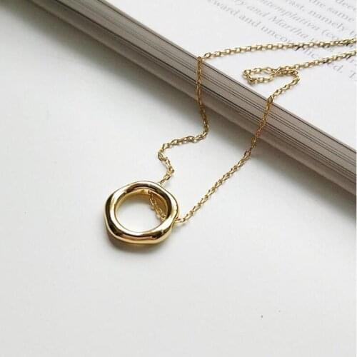 Minimalist Gold Simple Chain Irregular Hollow Circle Small Pendant Necklace Women Fashion Choker Necklaces Jewelry Chic Gifts