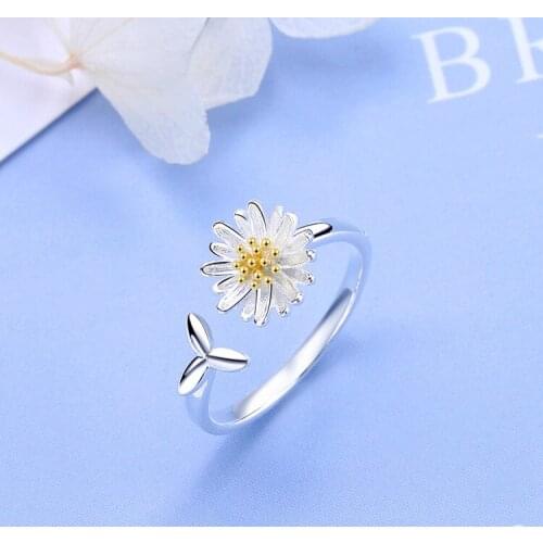 New Womens Fashion Jewelry High Quality Chrysanthemum-shaped Open Ring Adjustable Size