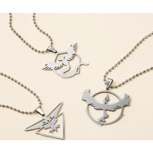New Fashion Silver Pokemon Three Faction Logo Necklace Silver Color Necklace For Women Necklace Choker Jewelry For Men Gift