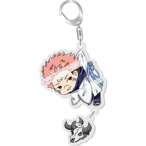 Wholesale 5 Pcs 2021 Anime Jujutsu Kaisen Q Version Keychain Acrylic Pendant Key Ring Backpack Accessories for Men Women Gifts