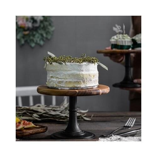 Cake Plate Stand Wooden Plate High Base Cupcake Dish Party Filming Props Dessert Dish Wedding Tray Decoration Display