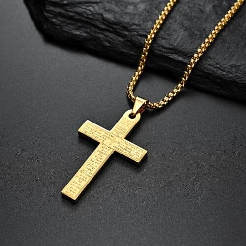 Drop Shipping Christian bible krona Jesus Cross Pendant Necklaces For Unix Ladies Mens Chains Titanium Stainless Steel Jewelry
