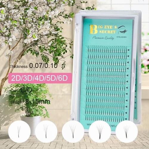 Big eyes secret Lash Volume 2D/3D/4D/5D/6D eyelashes long stem Premade Fans Cilia silk false mink Eyelashes Extension