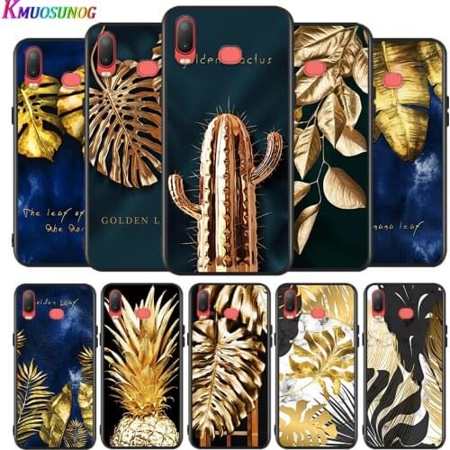 Golden Cactus Banana Leaf for Samsung Galaxy A9 A8 Star A750 A7 A6 A5 A3 Plus 2018 2017 2016 Silicone Black Phone Case Cover